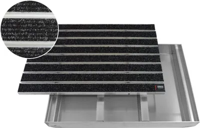 Produktbild von Emco Eingangsmatte DIPLOMAT + Bodenwanne 75mm Aluminium, Large Rips Anthrazit,Größe:100x50cm