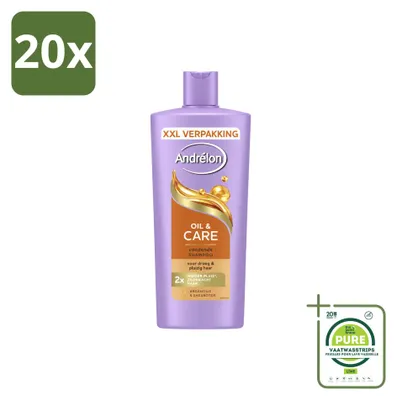 Obrázok produktu pre 20 ks šampónu Andrélon Oil & Care pre suché a kučeravé vlasy, objem 685 ml - veľké balenie - 20 kusov