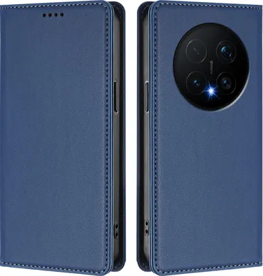 Produktbild von Handyhülle für Honor Magic8 Pro, Kunstleder Klapphülle Stoßfeste Magnetische Hülle mit Ständer Dunkelblau