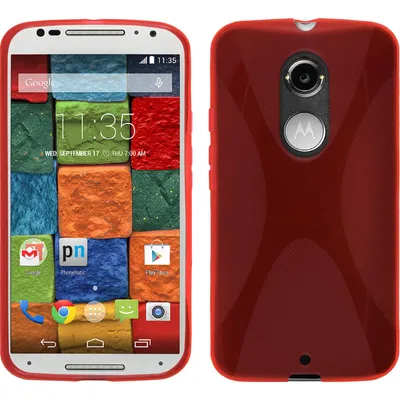 Produktbild von PhoneNatic Case kompatibel mit Motorola Moto X 2014 2. Gen. - rot Silikon Hülle X-Style + 2 Schutzfolien
