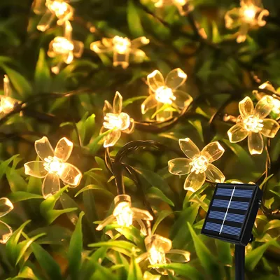 Solar-Lichtkette 6,5 m, 30 LEDs, warmweiß, wasserdicht, 8 Modi