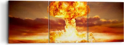 Produktbild von Bild auf Leinwand - Leinwandbild - Krieg Atombombe Pilz Apokalypse - 90x30cm - Wand Bild - Wanddeko - Leinwanddruck - Bilder - Kunstdruck - Wanddekoration - Leinwand bilder - Wandkunst - CA90x30-2834