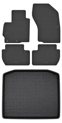 Zdjęcie produktu dla Dywaniki gumowe + mata bagażnika do Citroen C4 Aircross 2012-2017 (SUV, standardowy bagażnik) – czarne, dopasowane – Wielganizator