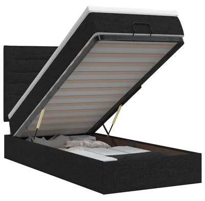 Zdjęcie produktu dla Łóżko ottoman z materacem Czarny 90 x 200 cm tkanina