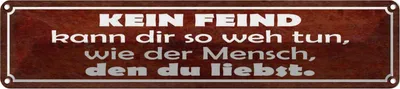 Produktbild von vianmo Blechschild 10x46 cm kein Feind kann dir so weh tun Spruch Zitat