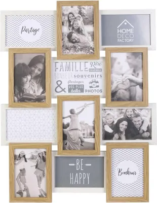 Produktbild von HowHomely Wandfotorahmen Bilderrahmen 12 Fotos Fotorahmen beige-braun