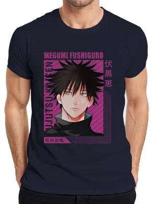 Immagine prodotto di Maglietta da uomo Megumi Fushiguro Jujutsu Kaisen Anime Fan Gift Manga Retro, Navy, L