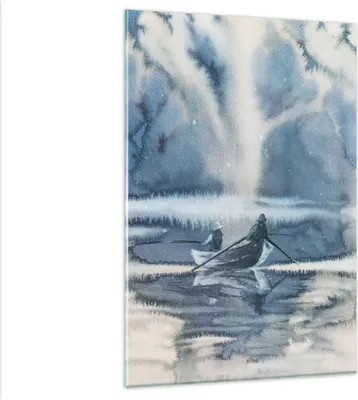 Produktbild von Bilder auf glas - Einteilig - Boot Fischer Wasser - 80x120cm - Glasbilder - Wandbilder - Bilder - zum Aufhängen bereit - Wanddekoration aus Glas - Glas Bilder - Wandbild auf Glas - GPA80x120-3864