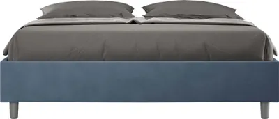 Produktbild von ITYHOME - Gepolstertes Bett ohne Lattenrost 160x200 mit Mikrofaserbezug Blau Azelia