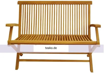 Image de Banc pliant Teako Design Alessandria en teck avec accoudoirs 90 x 45 cm