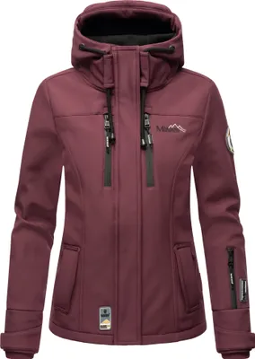 Produktbild von Marikoo Leichte Damen Softshelljacke mit Kapuze Outdoor Regenjacke wasserdicht Kleinezicke Wine Gr. 38 - M