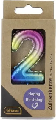 Produktbild von Idena Zahlenkerze 2 Regenbogen metallic