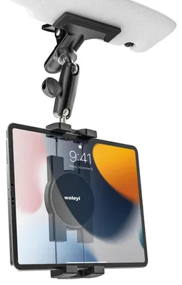 Zdjęcie produktu dla Uchwyt na tablet do samochodu/ciężarówki, metalowy, regulowany, pasujący do ekranów o przekątnej 4-12,9 cala
