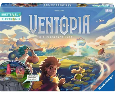 Produktbild von Ravensburger 24582 Ventopia - Die fliegende Insel, Brettspiel mit Elektronik für Kinder ab 7 Jahren für 1 bis 4 Spieler
