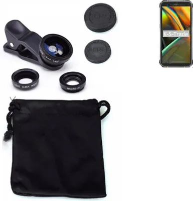 Produktbild von K-S-Trade Smartphone Kamera Linsen Set Kompatibel mit Blackview BV5100 3in1 Clip-On Kamera Adapter Macro Weitwinkel FishEye Fischauge Objektiv Linse