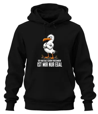 Zdjęcie produktu dla To jest bluza z kapturem, czarna, rozmiar M, z nadrukiem "Ich hab das schon verstanden" (Rozumiem to). Można to również interpretować jako "bluza z kapturem, czarna, rozmiar M, z ironicznym/sarkastycznym nadrukiem"