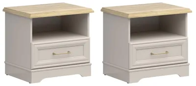 Produktbild von 2er-Set Nachtkonsole Anga Nachttisch 54x41x50cm Kaschmir Mauvella Eiche