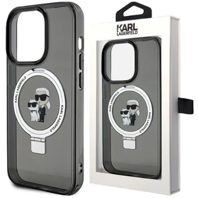 Produktbild von Karl Lagerfeld Ringstand Karl and Choupette MagSafe Case für iPhone 15 Pro Max schwarz