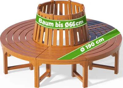 Produktbild von CASARIA® Baumbank Sitzbank Wetterfest Holz FSC®-zertifiziert 320kg Belastbarkeit Rückenlehne 360° Rundbank Garten Bank Baumbank Eukalyptus Ø190x80cm Braun