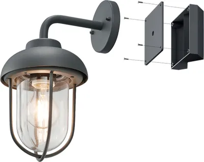 Produktbild von Vintage Außenwandleuchte Laterne in Anthrazit mit Eckbefestigung für Hausecke