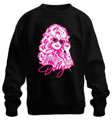 Zdjęcie produktu dla Bluza z kapturem w stylu retro, z motywem country, przedstawiająca Dolly Parton, w kolorze czarnym, rozmiar 3XL