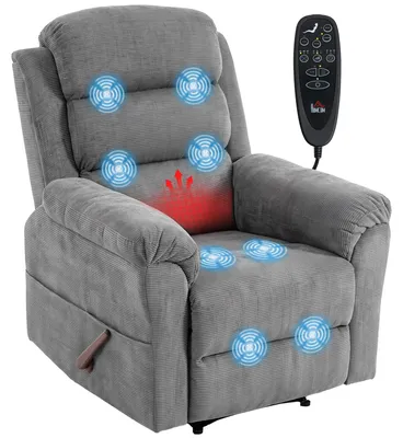 Produktbild von HOMCOM Relaxsessel Fernsehsessel mit Wärme und Vibrationsmassage, Seitentasche