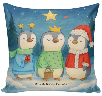 Produktbild von Mr. & Mrs. Panda Sofakissen Winterzeit Heilige drei Könige Design - Weiß - Geschenk, Zierkissen, Weihnachten, Heiligabend, Nikolaus, Winter, kissen für sofa, 40x40
