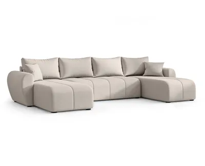 Image de AX LIVING Malatya U Canapé avec fonction sommeil Salon Beige