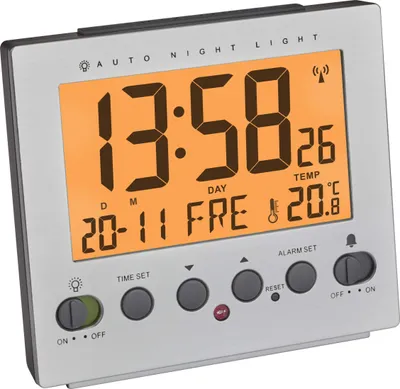 Produktbild von TFA Dostmann 60.2561.55 Funk Wecker Silber Alarmzeiten 1