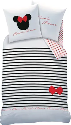 Produktbild von Poszwa na kołdrę Disney Minnie Mouse, paski - 140 x 200 cm + 63 x 63 cm - bawełna