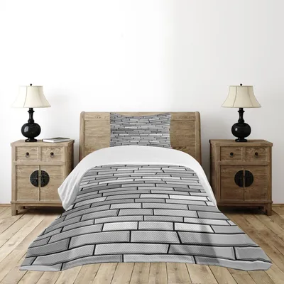 Obrázek produktu pro ABAKUHAUS Šedá sada přehozů, ilustrace moderního umění, 3D tisk na zeď, moderní a šik design, 170 x 220 cm, šedá