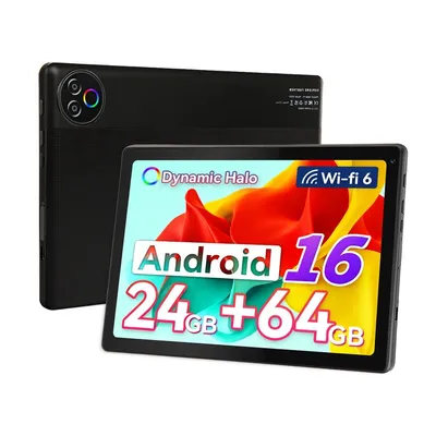 Produktbild von JENBIZZ Tablet 10 Zoll 24GB RAM 64GB ROM bis 1TB TF, Android 16, WiFi 6, Schwarz