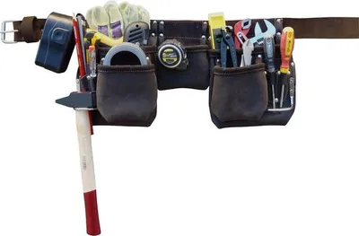 Produktbild von Professioneller Werkzeuggürtel aus Leder mit 11 Fächern