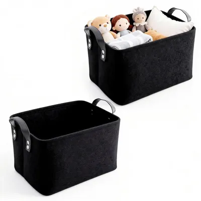 Produktbild von Filzkorb mit Griff 34 x 24 x 20 cm Schwarz 2 Stück