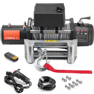 Immagine prodotto di Verricello elettrico - Verricello per cavi - Motorizzazione per verricello - Verricello motorizzato - Verricello per fuoristrada - 12V, capacità di traino: 6123 kg