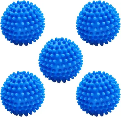 Obrázek produktu pro Sada 5 opakovaně použitelných míčků do sušičky, urychluje sušení, 6,5 cm, PVC, modré