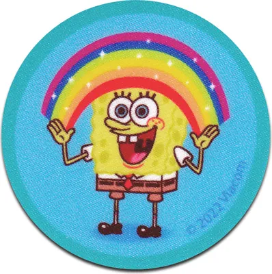 Obrázek produktu pro Comercial Mercera SpongeBob SquarePants © Rainbow printed - Záplata, nažehlovací, nažehlovací záplata, nášivka, záplata, k nažehlení, velikost: 6,2 x 6,2 cm