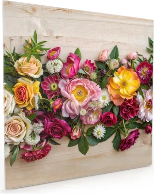 Produktbild von Küchenrückwand Spritzschutz Glas mit Motiv Blumenbouquet 40 x 40 cm