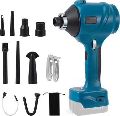 Obrázek produktu pro Foukač prachu – praktický akumulátorový foukač Air Duster – s akumulátorem – regulovatelná rychlost otáčení – bezkartáčový motor –  CE – modrý