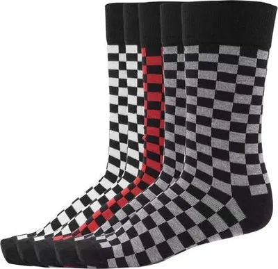 Image de Urban Classics TB4064 | Check Socks 5-Pack Chaussettes Unie - Couleur : blk/h.grey/wht - Taille : 35-38