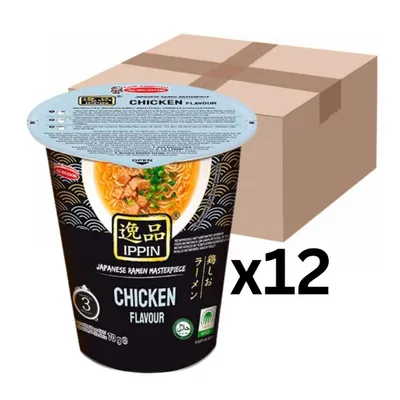 Produktbild von 12er-Pack Acecook Ippin Instantnudeln Ramen Chicken Cup 70g