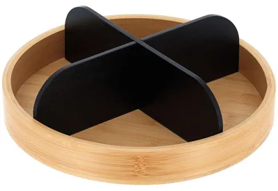 Immagine prodotto di Vassoio girevole in bambù con 4 scomparti - nero opaco - Tendance