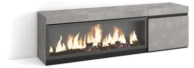 TV-Lowboard mit LED-Elektrokamin, 158x35x45 cm, Zement