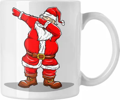 Produktbild von Trendation - Weihnachten Tasse Weihnachtsmann für Kinder Weihnachtstasse Lustig Geschenk Jungs Jungen Mädchen Cute Lebkuchen Grafik Becher (Weiß)