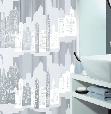 Produktbild von Spirella Duschvorhang Städte, vers. Designs Farbe: Skyline silver