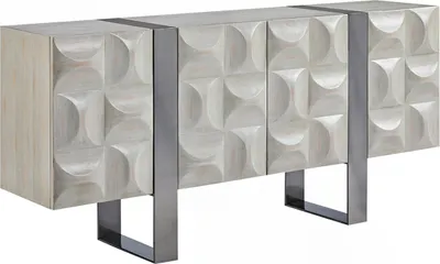 Produktbild von KAWOLA Sideboard MARGO 4 Türen Ulme furniert grau Fuß Edelstahl gebürstet