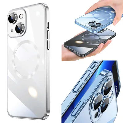 Image de Coque de téléphone en TPU et silicone pour iPhone 13 Mini, finition électrolytique, transparente argentée