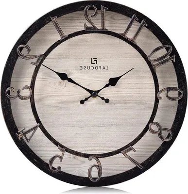 Image de Horloge murale noire de 305 cm, à piles, style shabby chic