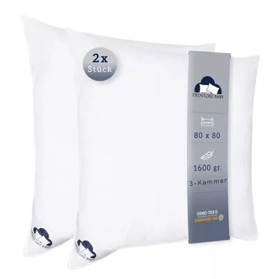 Produktbild von Kissen Set (2 Stück) – 80x80 cm, 1600g Füllung pro Bettkissen, Drei-Kammer-Kissen, Allergikerfreundlich,  & R.D.S. , Schlafkissen, pillow