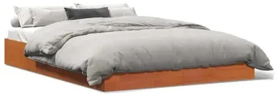 Produktbild von Bettgestell 160x200 cm - Doppelbett - Massives Kiefernholz - Holz Bettgestell ohne Matratze - Braun gewachst
